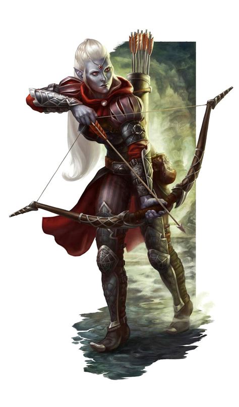 female elf ranger pathfinder pfrpg dnd dandd d20 fantasy dark elf dark fantasy art dungeons