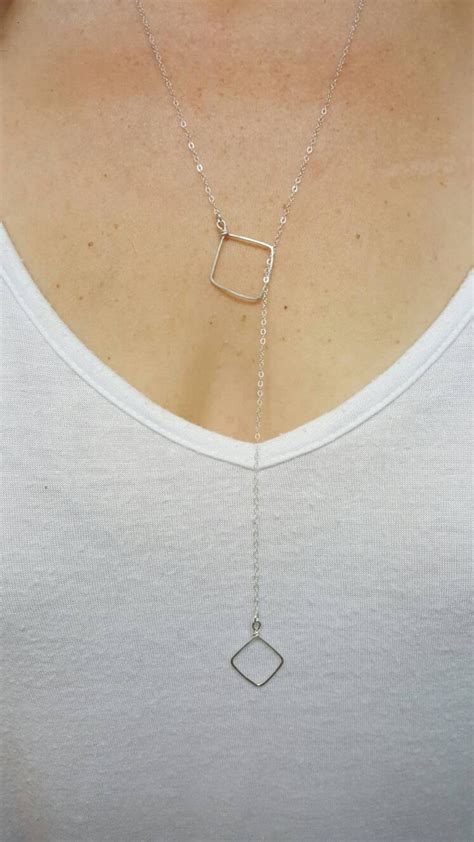 Silver Lariat Necklace Long Silver Necklace Sterling Silver Etsy Uk