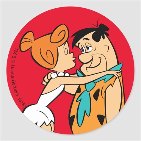 The Flintstones Wilma Kissing Fred Classic Round Sticker Zazzle Old Cartoon Characters