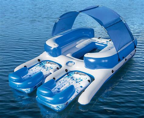 Large Inflatable Floating Island 8 Person Uv Sun Shade Lounge Raft