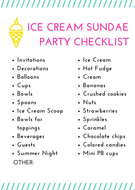 An Ice Cream Sundae Party Checklist