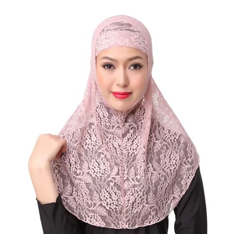 Fashion Lace Muslim Niqab Silk Two Pieces Set Malaysian Hijab In Islamic Clothing From Novelty