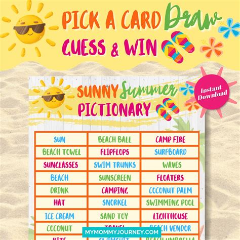 Sunny Summer Pictionary Summer Party Trivia Printable Summer Etsy
