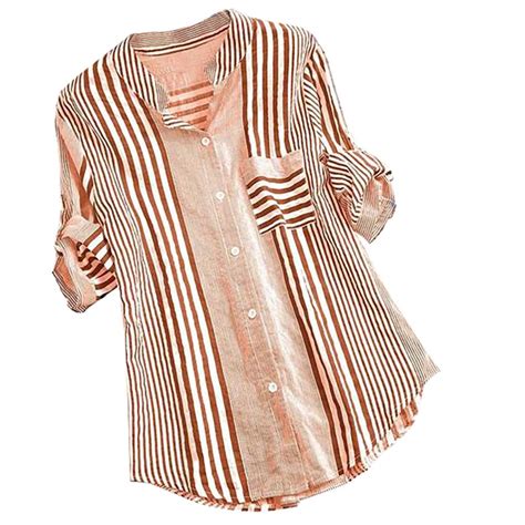Testy Womens Plus Size Clearance Women Plus Size Three Quarter Striped Print V Neck Loose Fit