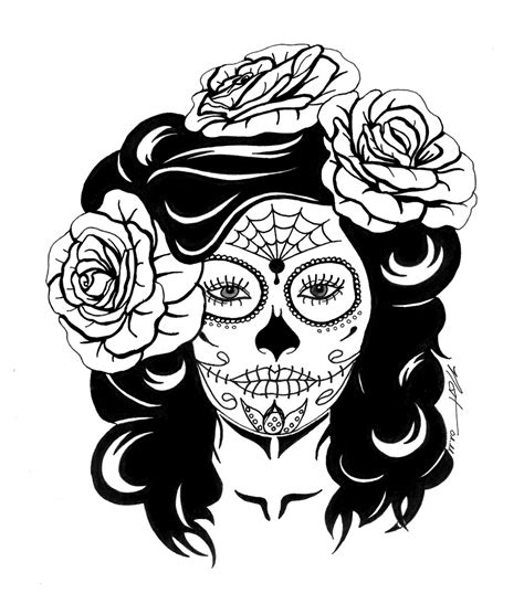 Sugar Skull And Rose Drawing At Getdrawings Free Download