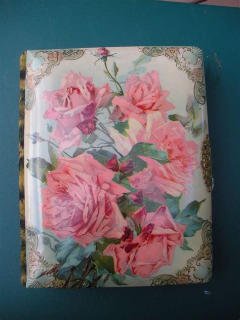 Victorian Photo Album Celluloid Roses Cover Velvet Binding Back Brass Clasp Photo Album Covers