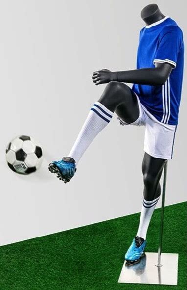Headless Matte Gray Soccer Mannequin High Kick