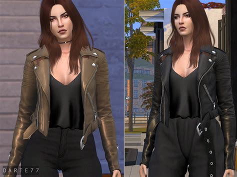 Biker Leather Jacket Tank Top Sims 4 Sims 4 Mods Clothes Sims 4