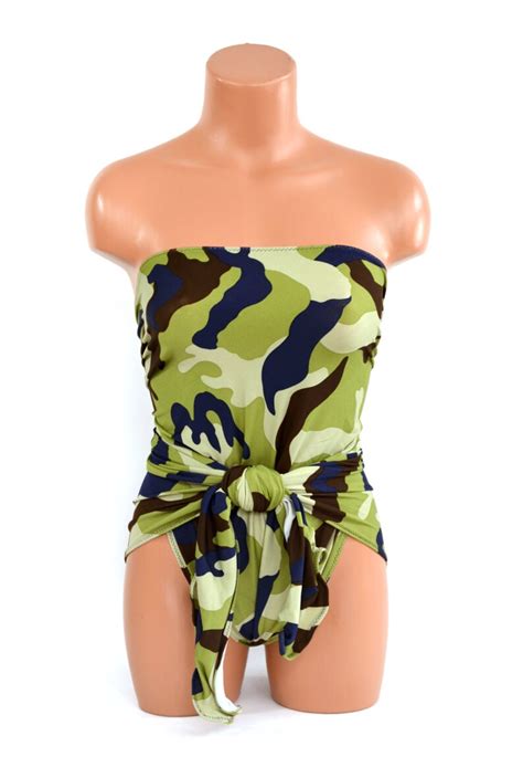 Large Bathing Suit Camouflage Wrap Around Swimsuit Army Swim Etsy