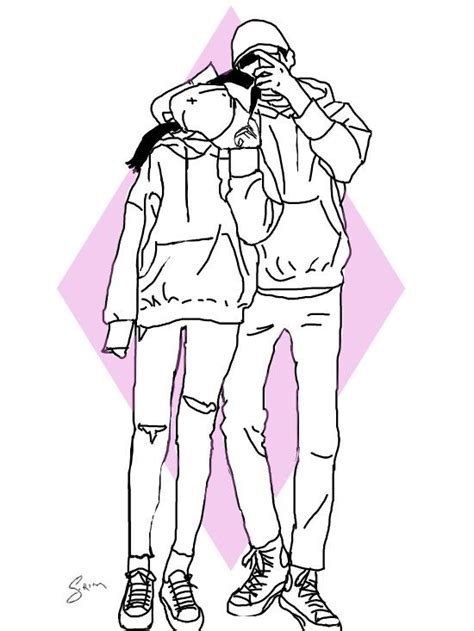 Cute Anime Couple Lineart Romantic Couple Anime Coloring Page