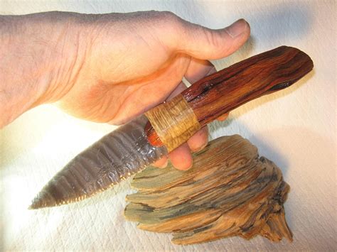 Liight Gray Banded Obsidian Paleo Knife Manzanita Handle Flint Etsy