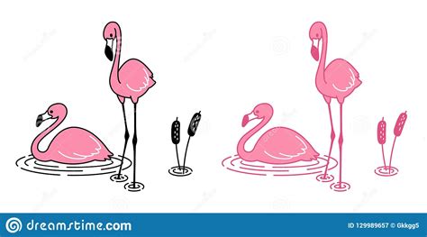 Pink Flamingo Vector Cartoon Icon Character Logo Flamingos Illustration
