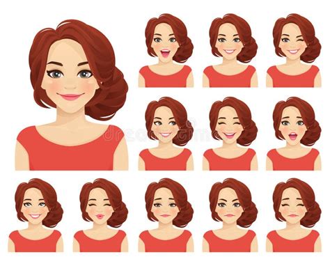 Woman Expressions Set Stock Vector Illustration Of Looking 163604389