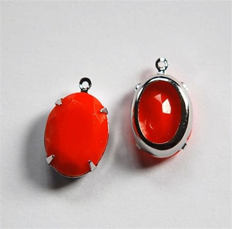 Vintage Opaque Orange Faceted Stone In 1 Loop Silver Setting Etsy