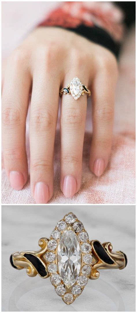 Our collection also includes rare gold victorian era, georgian era, and retro engagement rings. The Dahlia ring is a spectacular Edwardian marquise engagement ring from 1909! This stunning p ...