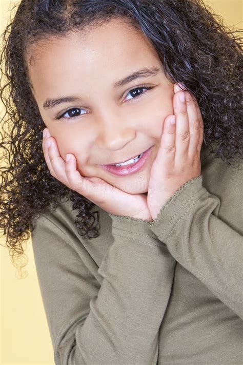 Happy Cheeky African American Mixed Race Girl Child Stock Image Image