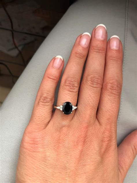 Oval Cut Black Onyx Engagement Ring Vintage Black Onyx Wedding Etsy
