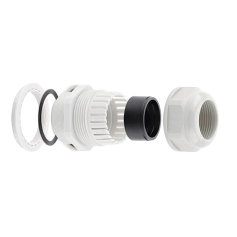 Ip68 Pg9 White Waterproof Compression Cable Gland Locknut Washer Outdoor