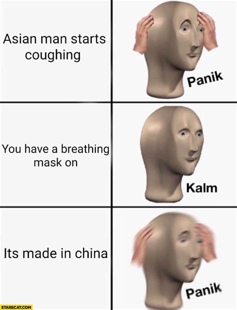 Asian Man Starts Coughing Panic You Have Mask On Calm Its Made In