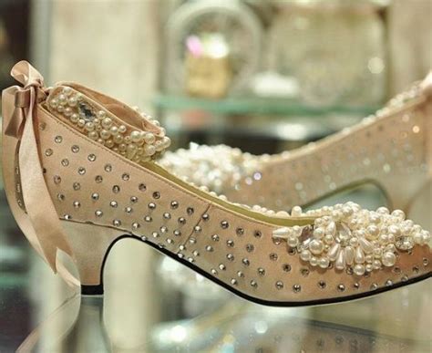 Low Heel Wedding Shoes With The Pearls On The Top 2050463 Weddbook