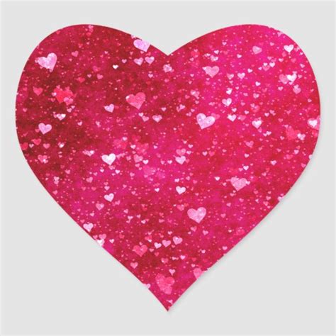 Pink Glitter Hearts Pattern Heart Sticker