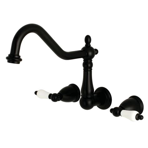 Shop for kitchen faucets at the home depot. Kingston Brass Heritage 2-Handle Wall Mount Kitchen Faucet ...