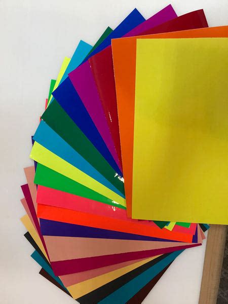 20 Colored Transparent Vinyl Sheets 8 X 12 Adhesive Coated Paper