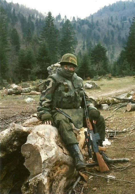 A Serbian Soldier Poses With His M76 During The Yugoslav Wars Rak47