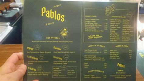 Menu At Pablos Restaurant Belfast