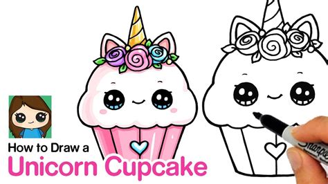 how to draw a unicorn cupcake
