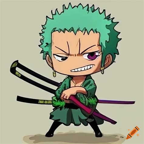 Chibi Version Of Zoro From One Piece On Craiyon