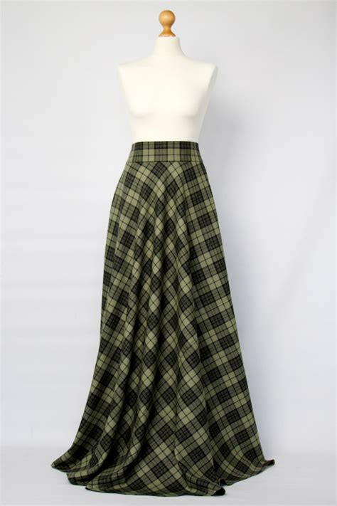 Winter Plaid Maxi Skirt Green Plaid Maxi Skirt Long Tartan Etsy