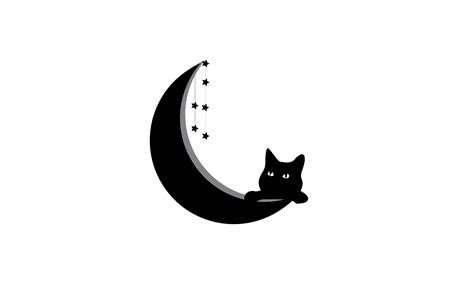 Cat Moon Design Graphic By St · Creative Fabrica