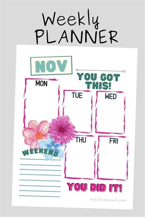 Free Pretty Weekly Planner Printable Weekly Planner Printable