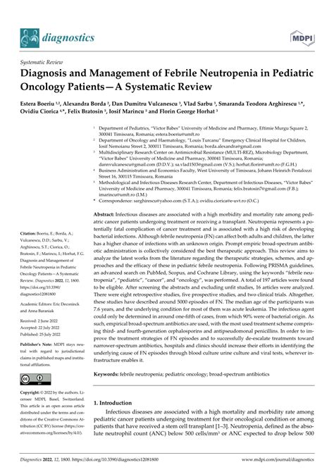 Pdf Diagnosis And Management Of Febrile Neutropenia In Pediatric