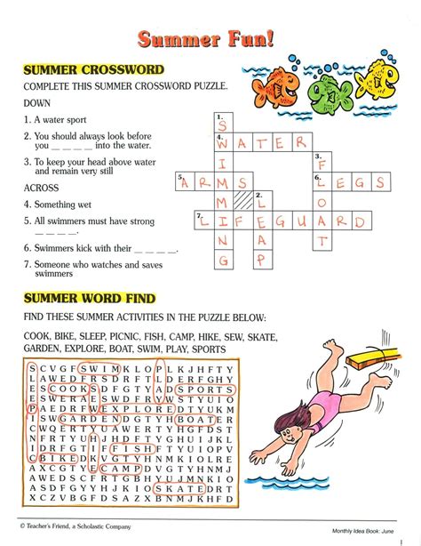 These Summer Themed Puzzles A Crossword And Word Search Are Almost As