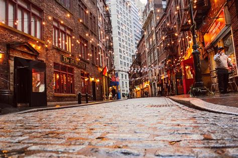 Cobblestone Street In Downtown Manhattan New York City By N K Photo