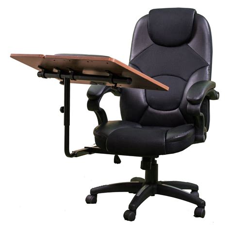 Computer Workstation Office Chair With Built In Desk Tray
