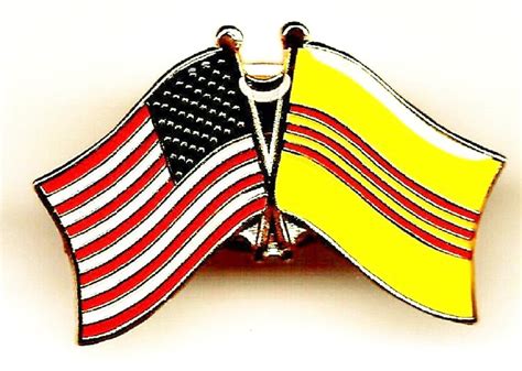 Pack Of 3 South Vietnam And Us Crossed Double Flag Lapel Pins South