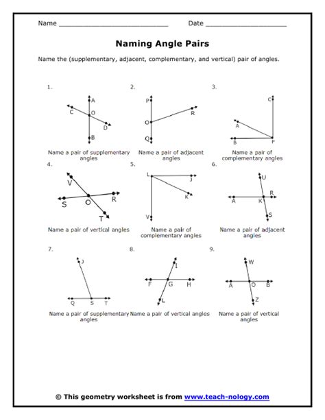Complementary Supplementary Angles Worksheets