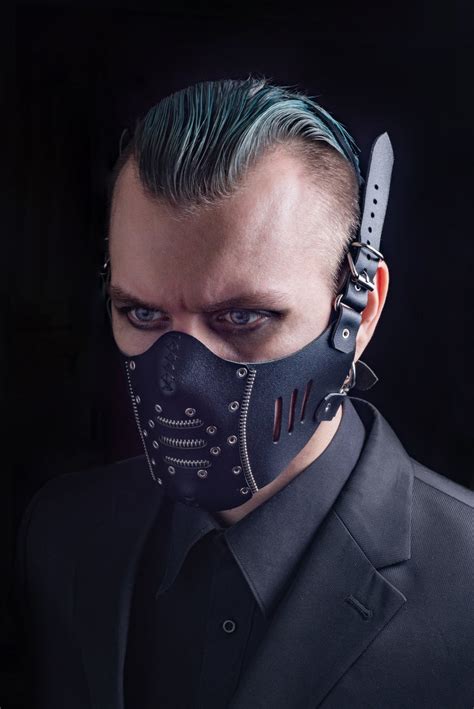 Zipper Mouth Leather Mask Half Face Mask Gothic Mask Etsy
