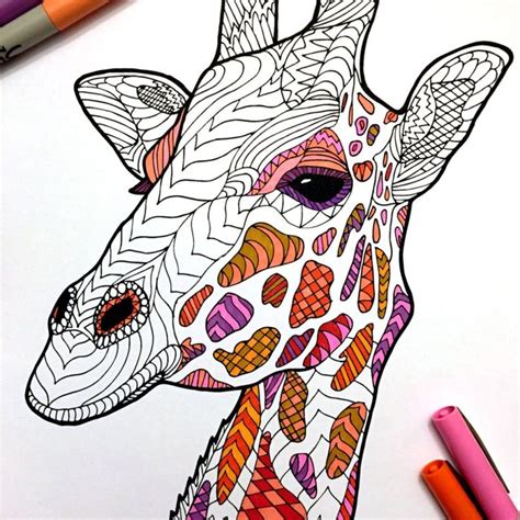 Check spelling or type a new query. Giraffe - PDF Zentangle Coloring Page | Coloring pages, Giraffe, Color