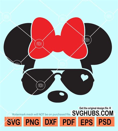 Minnie With Aviator Sunglasses Svg Minnie Mouse Svg Mickey Minnie Sunglasses And Bow Svg