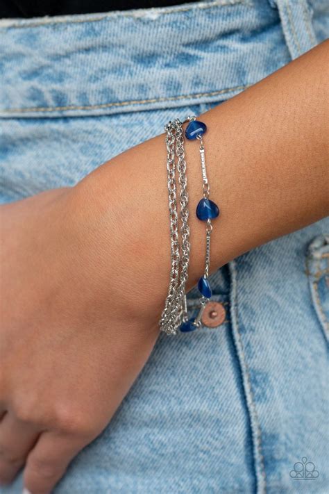 To Love And Adore Blue Silver Bracelet Paparazzi Accessories In
