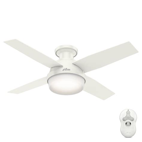 Hunter 44 In Led Indoor Flush Mount Ceiling Fan With Light Kit And