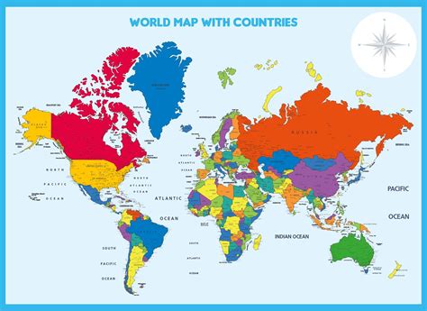 Printable World Map With Countries World Map Printable Color World Map Detailed World Map