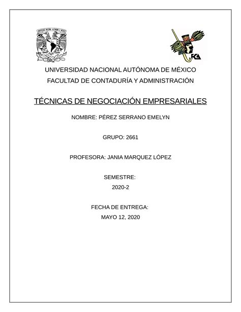 Temario Tecnicas De Negociaci N Empresarial Docx Pdf Descarga