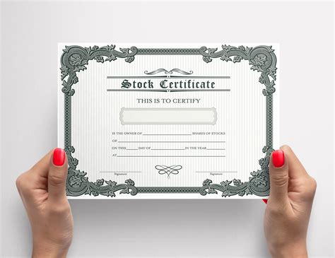 Printable Blank Stock Certificate Template Diy Certificate Of Etsy Canada