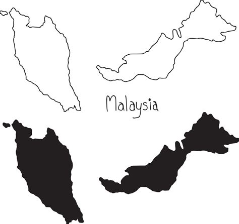 Outline And Silhouette Map Of Malaysia Vector 3127421 Vector Art At