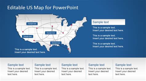 Us Powerpoint Map With Routes Slidemodel